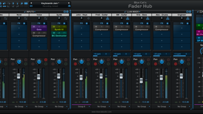 Blue Cat's Fader Hub - Play with other musicians over the network and record the session with multiple tracks.