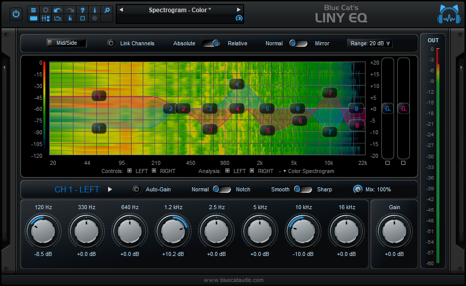 Blue Cat's Liny EQ - Low Latency Linear Phase Equalizer Plug-in (VST, Audio Unit, AAX, VST3)