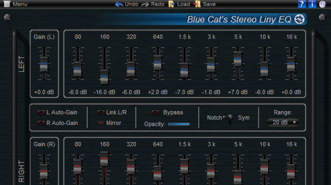 Blue Cat's Stereo Liny EQ - Two Channels Linear Phase Equalizer Plugin (VST, AU, DX)