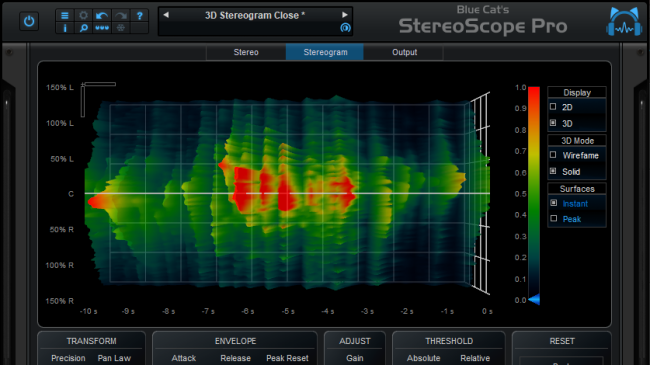 Blue Cat's StereoScope Pro - Real Time Stereo Field Analyzer and Audio to MIDI Plug-in (VST, AU, RTAS, DX)