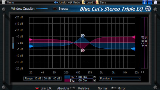 Blue Cat's Stereo Triple EQ - Two Channels Semi-Parametric Equalizer (AU, DX and VST Plugin)