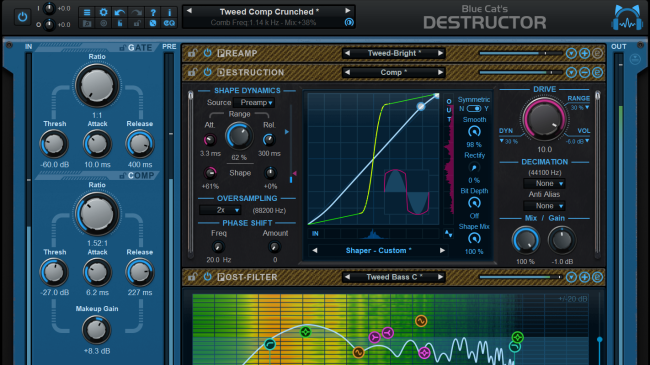 Blue Cat's Axiom - Create your own amp simulations or pedals with the Amp Editor (full edit mode shown here)