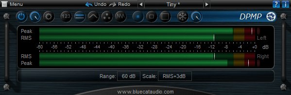 Blue Cat's DP Meter Pro - Showing the level meters only, saving real estate on the screen.