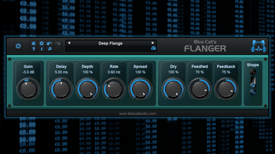 Blue Cat's Flanger - Classic Flanging Effect Audio Plugin (VST, Audio Unit, DirectX) (Freeware)