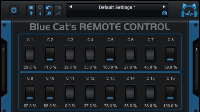 Blue Cat's Remote Control - Send MIDI messages with on/off switches