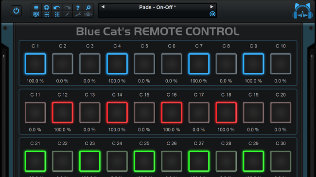 Blue Cat's Remote Control - Send MIDI messages with on/off switches or pads Blue Cat's Remote Control - Send MIDI messages with on/off switches or pads