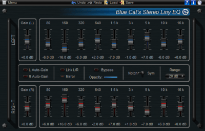 Blue Cat's Stereo Liny EQ - Two Channels Linear Phase Equalizer DirectX and VST Plugin Blue Cat's Stereo Liny EQ - Two Channels Linear Phase Equalizer DirectX and VST Plugin