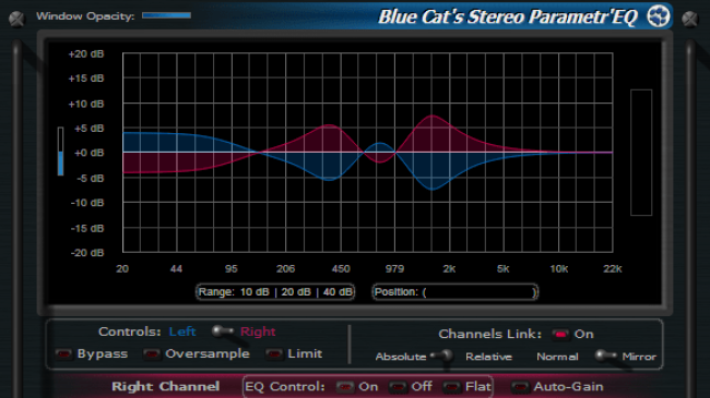 Blue Cat's Stereo Parametr'EQ - WYSIWYG Two Channels Parametric Equalizer Plugin (VST, AU, RTAS, DX)