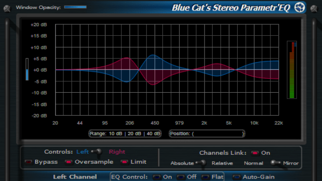 Blue Cat's Stereo Parametr'EQ - WYSIWYG Two Channels Parametric Equalizer Plugin (VST, AU, RTAS, DX)