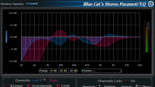 Blue Cat's Stereo Parametr'EQ - WYSIWYG Two Channels Parametric Equalizer Plugin (VST, AU, RTAS, DX)