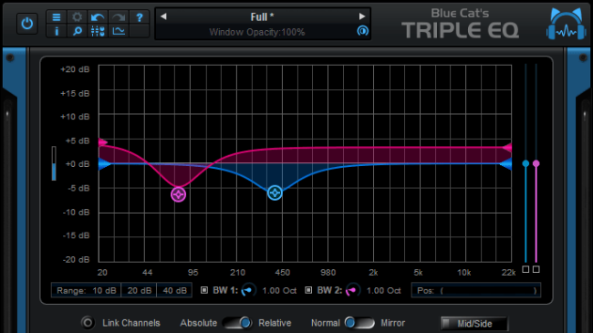 Blue Cat's Triple EQ - Semi-Parametric 3 Bands Equalizer Audio Plug-in (VST, AU, AAX, VST3) (Freeware)