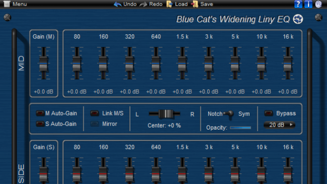 Blue Cat's Widening Liny EQ - Mid-Side Linear Phase Equalizer (RTAS, DX, AU and VST Plug-in) Blue Cat's Widening Liny EQ - Mid-Side Linear Phase Equalizer (RTAS, DX, AU and VST Plug-in)