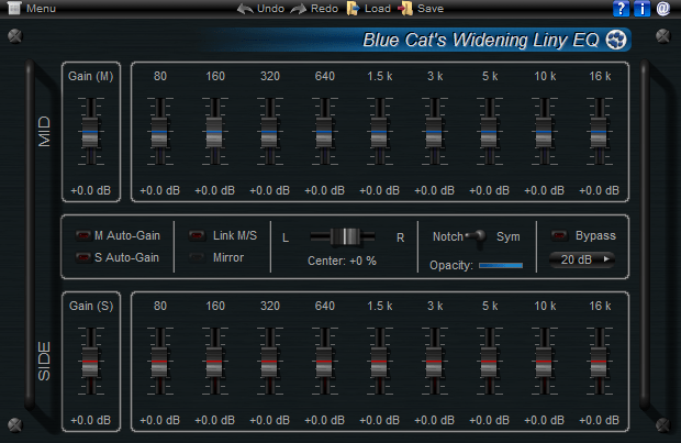 Screenshot for Blue Cat's Widening Liny EQ 4.11