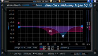 Blue Cat's Widening Triple EQ - Mid-Side Semi-Parametric Stereo Widening Equalizer/Filter (AU, DX, RTAS and VST Plug-in)