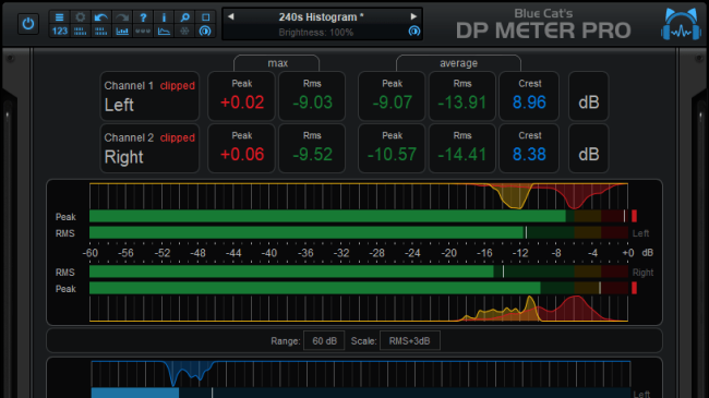 Blue Cat의 DP Meter Pro - 피크, RMS, 파고율 및 다이내믹 레인지 모니터링, MIDI CC 또는 자동화 생성