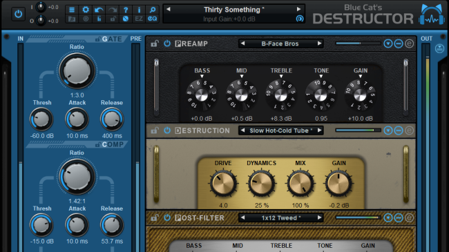 Blue Cat's Destructor - Distortion and Amp Simulation Plug-In (VST, AU, AAX, VST3)