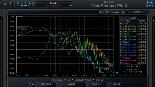 Blue Cat's FreqAnalyst Multi - Real Time Multi Tracks Spectrum Analyzer (AU, DX, AAX, RTAS and VST Plug-in)