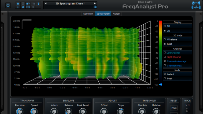 Blue Cat의 FreqAnalyst Pro - MIDI AU, RTAS, DX 및 VST 플러그인에 대한 실시간 스펙트럼 분석기 및 오디오
