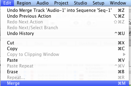 Step 10 - Select the destination track and use the merge function to paste the automation lane Step 10 - Select the destination track and use the merge function to paste the automation lane