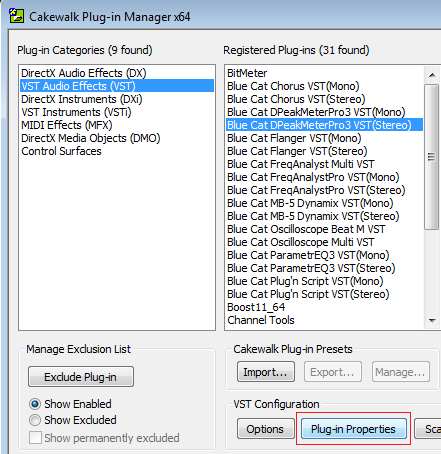 Step 21.1 - Open the plug-in manager and open the properties panel for the plug-in Step 21.1 - Open the plug-in manager and open the properties panel for the plug-in