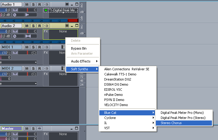 Step 04 - Insert the target fx (Stereo Chorus) on the target track