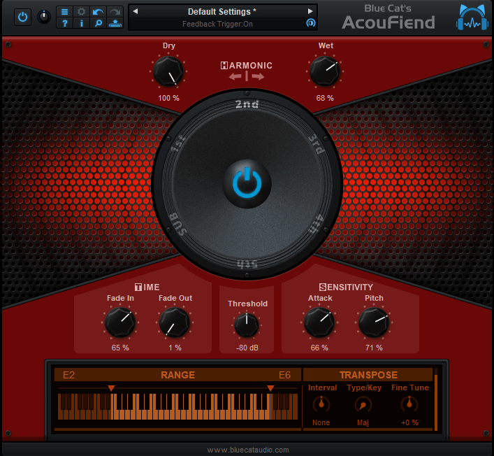 Blue Cat's AcouFiend - Creative Acoustic Feedback Simulator Plug-in (VST, VST3, AAX and Audio Unit)