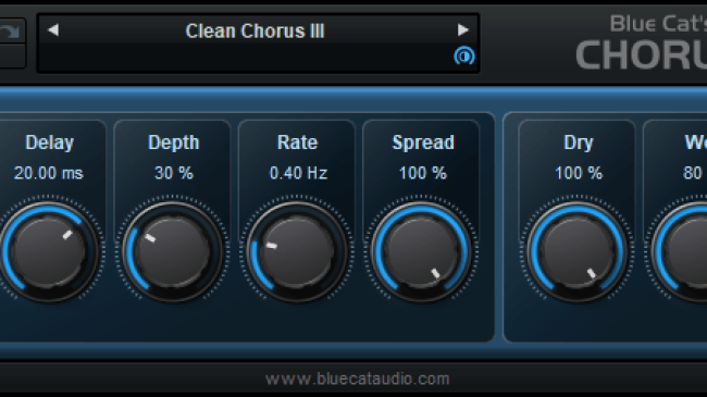Blue Cat's Chorus - Smooth Chorus Effect (AU, VST, VST3, AAX Plug-in) (Freeware) Blue Cat's Chorus - Smooth Chorus Effect (AU, VST, VST3, AAX Plug-in) (Freeware)