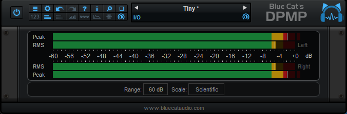 Blue Cat's DP Meter Pro - Showing the level meters only, saving real estate on the screen.