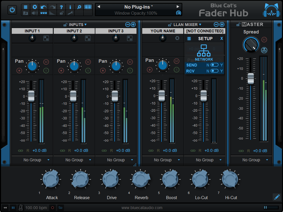 Blue Cat's Fader Hub - Minimize Fader Hub's size and keep control over plug-ins with macro knobs.