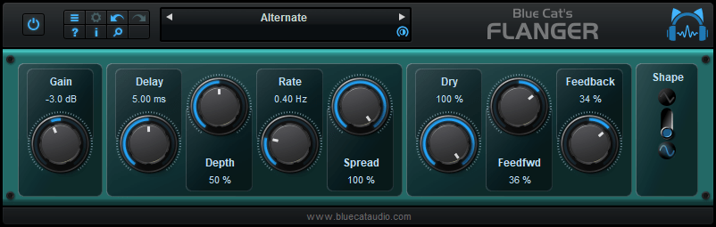 Blue Cat's Flanger - Classic Flanging Effect Audio Plug-in (VST, AU, RTAS, AAX, VST3) (Freeware)