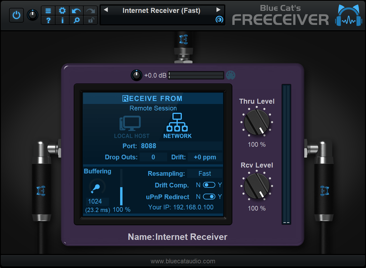 Blue Cat's Freeceiver - Network Audio & MIDI Receiver (Freeware)