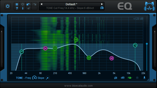 Blue Cat's Late Replies - Buit-in EQ, fully resizable, with premium audio analysis.