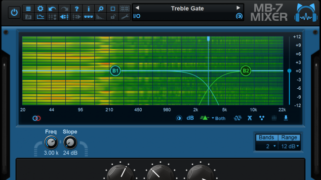 Blue Cat's MB-7 Mixer - Assign macro parameters and hide plug-ins to create your own multi band effects.