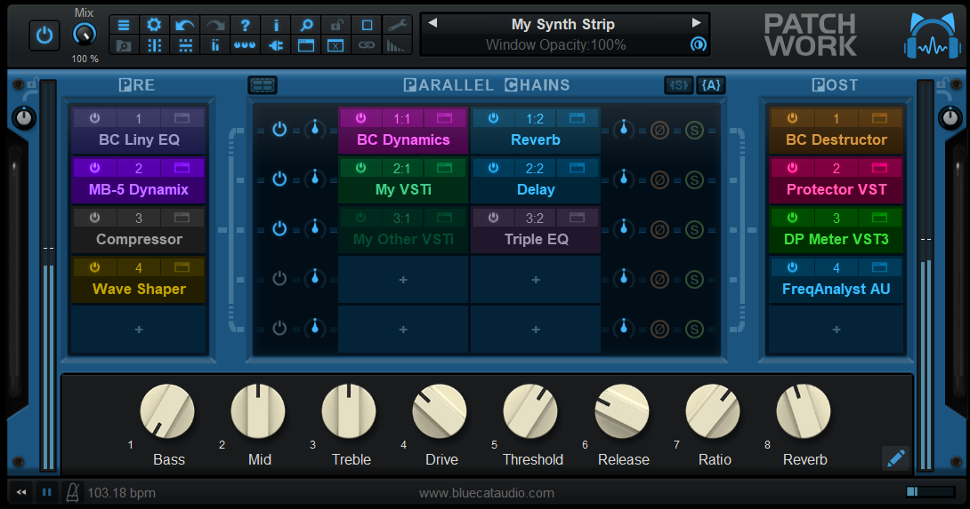 Blue Cat's PatchWork - Fully Configurable Plug-Ins Chainer and Multi FX / Standalone Host or Plug-In