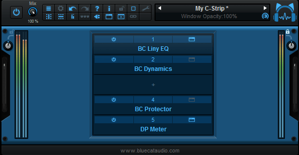 Blue Cat's PatchWork - Simple channel-strip configuration: use your favorite plug-ins to build your own channel strip.