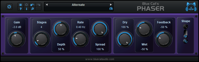 Blue Cat's Phaser - Analog Modeled Phasing Effect Plug-in (VST, AU, VST3, AAX) (Freeware)