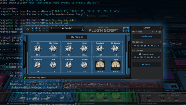 Blue Cat's Plug'n Script - Scriptable audio / MIDI effects processor and virtual instrument Blue Cat's Plug'n Script - Scriptable audio / MIDI effects processor and virtual instrument