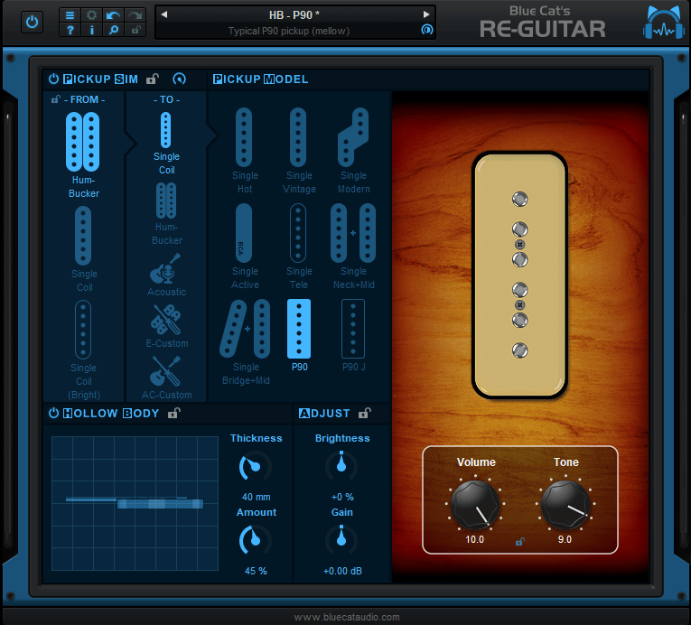 Blue Cat's Re-Guitar - Mellow P90 pickup emulation