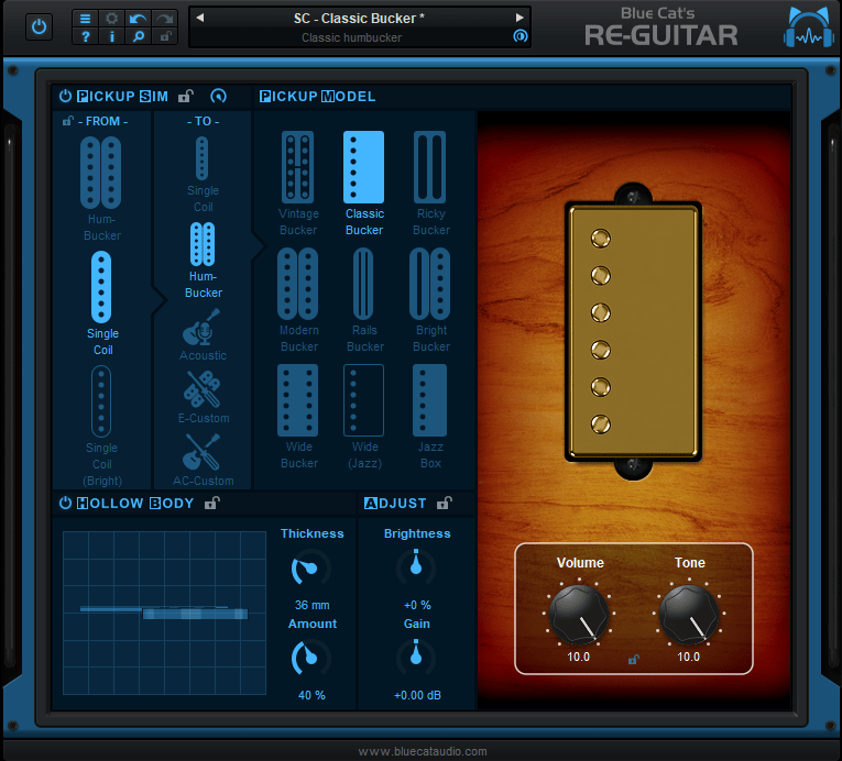 Blue Cat's Re-Guitar - Transform your single coil pickups into classic humbuckers