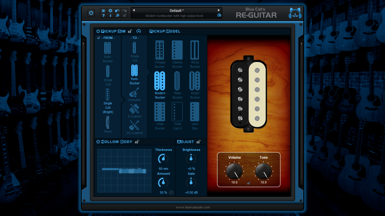 Blue Cat's Re-Guitar - Guitar Pickup And Body Simulator (VST, VST3, AAX and Audio Unit Plug-in) Blue Cat's Re-Guitar - Guitar Pickup And Body Simulator (VST, VST3, AAX and Audio Unit Plug-in)