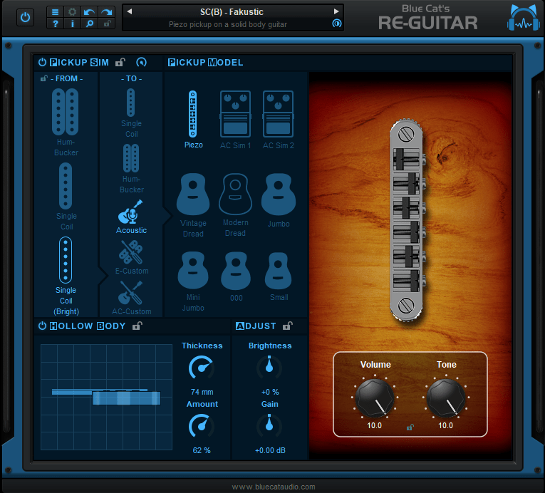 Blue Cat's Re-Guitar - Piezo pickup on a solid body