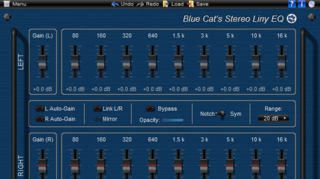 Blue Cat's Stereo Liny EQ - Two Channels Linear Phase Equalizer Plugin (VST, AU, RTAS, DX)