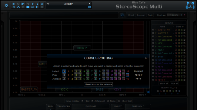 Blue Cat's StereoScope Multi - Route your output curves with the routing panel