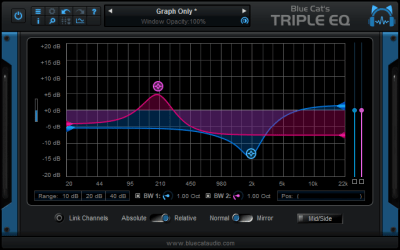 Blue Cat's Triple EQ - Semi-Parametric 3 Bands Equalizer Audio Plug-in (VST, AU, AAX, VST3) (Freeware)