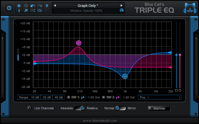 Blue Cat's Triple EQ Semi-Parametric 3 Bands Equalizer Audio Plug-in AU, AAX, (Freeware)