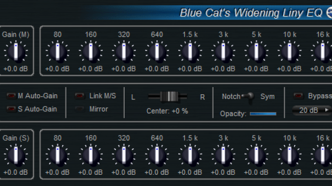 Blue Cat's Widening Liny EQ - Mid-Side Linear Phase Equalizer (RTAS, DX, AU and VST Plug-in)
